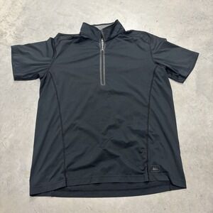 REI Shirt Mens Large Black Mock Neck 1/4 Zip Vented Athletic Gym Training Hiking